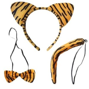 Kit Tigresa Com Tiara  Gravata  Rabo