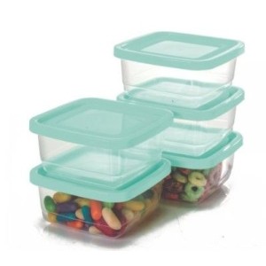 Conjunto  Pote  Quadrado   Mini  5 Peças  Transparente  Prime