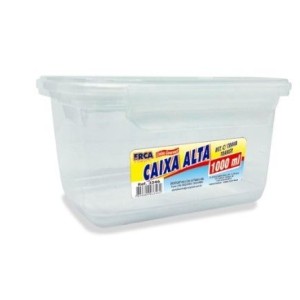 Caixa  Retangular   Alta Com  Trava Transparente 1000 Ml