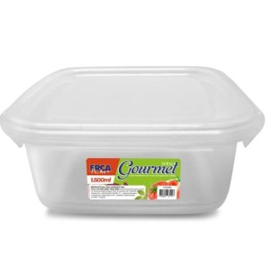 Caixa Quadrada  Com  Trava Transparente 1500 Ml