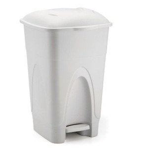 Lixeira 65 Litros  Com  Pedal Toda Branca