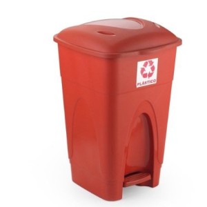 Lixeira  Reciclado  30 Litros Com Pedal Vermelho