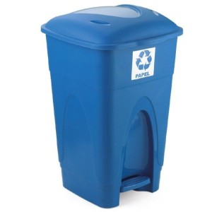 Lixeira  Reciclado  30 Litros Com Pedal Azul