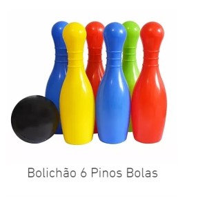 Boliche Plástico com 6 Pinos e 2 Bolas