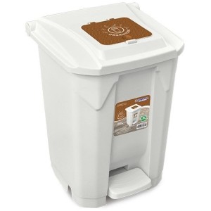 Lixeira  60 Litros  Branca  Organicos  Com  Roda  Pedal  Tampa  Click