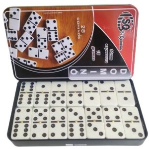 Jogo De Dominó 28 Peças Estojo De Lata