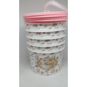 Conjunto  5 Peças  Multi Uso  Floral 2 Litros