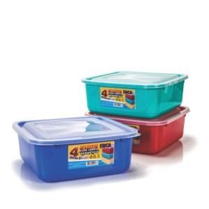 CAIXA QUADRADA 4 LITROS - CORES - TAMPA HERMETICA