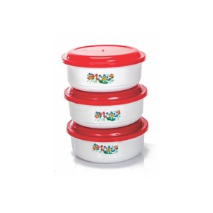 Gold Pote Redondo Médio 3 Peças Decorado - 700ML Cada Unidade