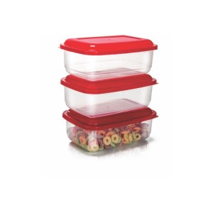 Gold Pote Retangular Médio 3 Peças Transparente - 700 ML Cada Unidade