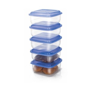 Pote Quadrado Mini com 5 Peças Transparente 270 ML