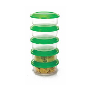 Pote Redondo Mini com 5 Peças Transparente