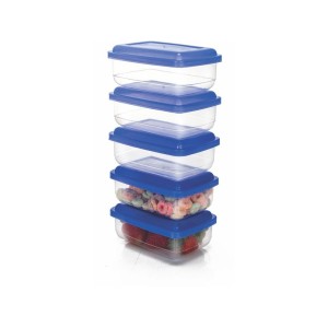 Pote Retangular Mini com 5 Peças Tranparente 270 ML