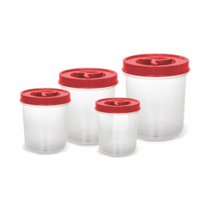 Conjunto de Mantimentos Redondo com Tampa de Rosca Transparente 4 Peças