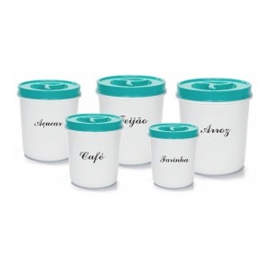 Conjunto de Mantimentos Redondo com Tampa de Rosca Decorado 5 Peças