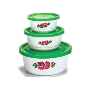 Conjunto de Potes PMG Quadrado Decorado Linha Prime 270ML/550ML/1300ML