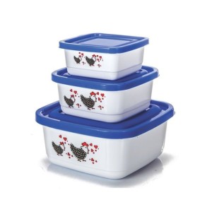 Conjunto de Potes PMG Quadrado Transparente Linha Prime 270ML/550ML/1300ML