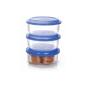 Gold Pote Redondo Médio 3 Peças Transparente - 700ML Cada Unidade