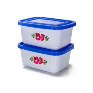 Conjunto de Potes Retangular GG 2 Peças Decorado Linha Prime 1300 ML