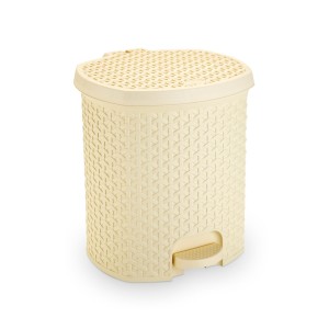 Lixeira Rattan Com Pedal 6 Litros Creme