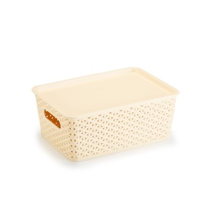 Cesto Organizador Rattan Medio Creme