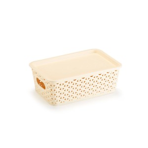 Cesto Organizador Rattan Pequeno Creme