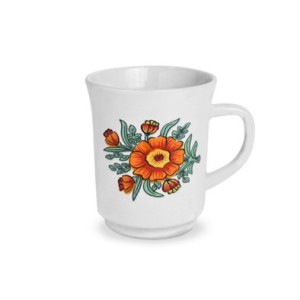 Caneca Lisa Branca Decorado Flor