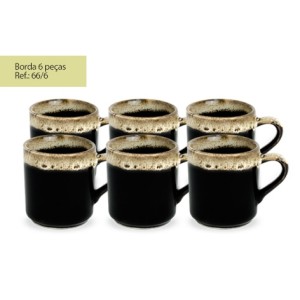 Jogo Xicara Para Café  Com 6 Peças Borda
