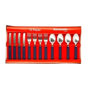 Faqueiro Inox Cabo Plastico Com 12