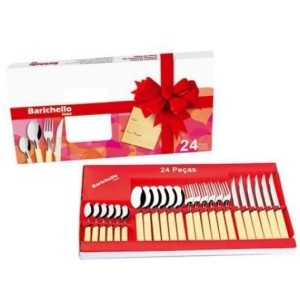 Faqueiro Inox Cabo Plastico Com 24