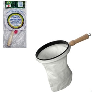 Coador Malha Com Aro Cabo Madeira Grande