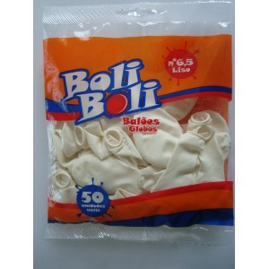 Balão Boli Boli Liso 6,5 com 50 Unidades Branco