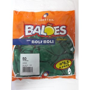 Balão Boli Boli Liso 6,5 com 50 Unidades Verde