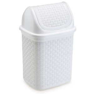 Lixeira De Pia Basculante  Rattan 4,5 Litros Branco