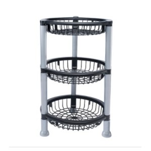 Cesto  Redondo Empilhavél Com 3 Andares Preto