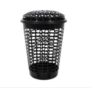 Cesto Telado Preto Com Tampa  56 Litros