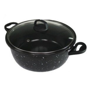 Panela Black Esmaltada 9,5 x18 Tampa De Vidro