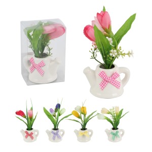 Vaso  De  Ceramica  Regador Com  Flores