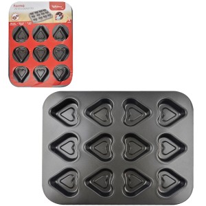 Forma Para 12 Cupcakes Coração 35 x 26 x 3 CM