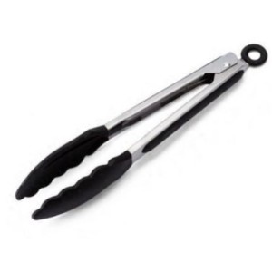 Pegador  De Alimentos De Silicone Preto 29 Cm