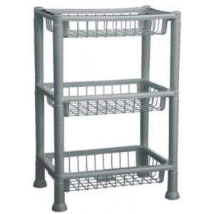 Cesto Retangular Empilhavél Com 3 Andares Prata