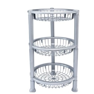 Cesto Redondo Empilhavél Com 3 Andares Prata