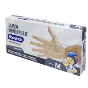 Luva Viniflex Bompack Transparente Medio Com  100 Unidades
