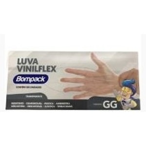 Luva Vinilflex Bomback Transparente GG Com 100 unidades