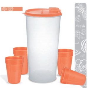 Kit Suqueira Transparente + 4  Copo Elisa  Sortidos