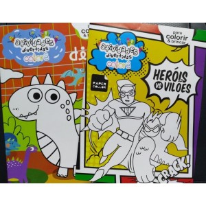 Livro Collore Médio  200 x 270 MM  Herois e Dino