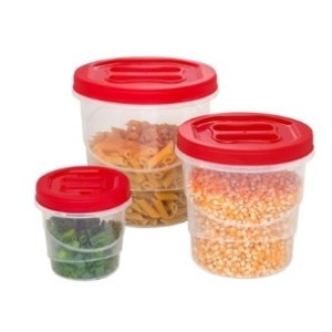 Conjunto Pote Mantimento Com 3 Peças  Redondo Com Rosca 500/1800/3000ML
