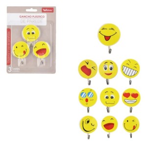 Gancho Plastico de Parede Com 3 Smile