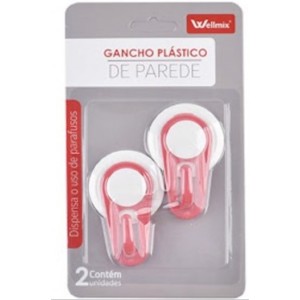 Gancho Plastico de Parede Com 3 Redondo