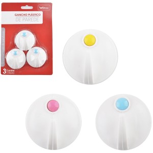 Gancho Plastico De Parede Com 3 Redondo